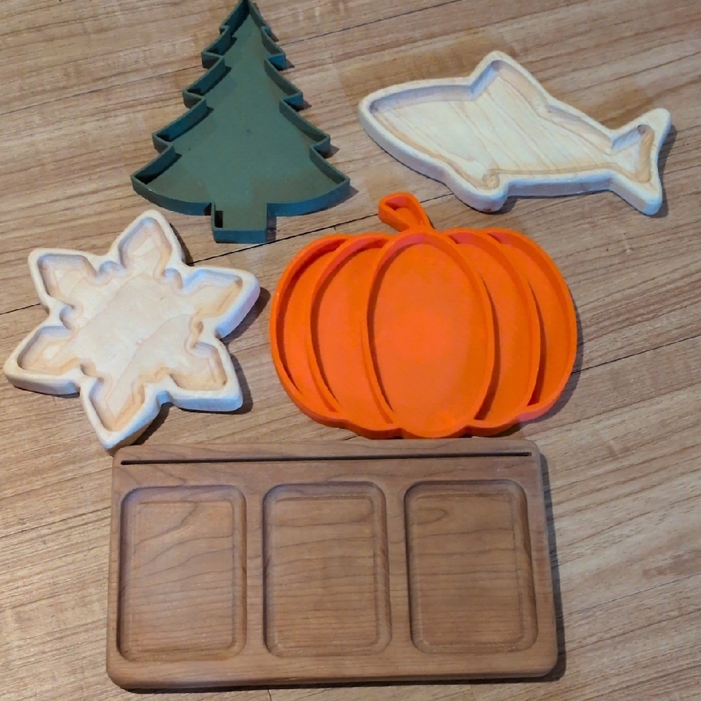 Set of Wooden Themed Trays